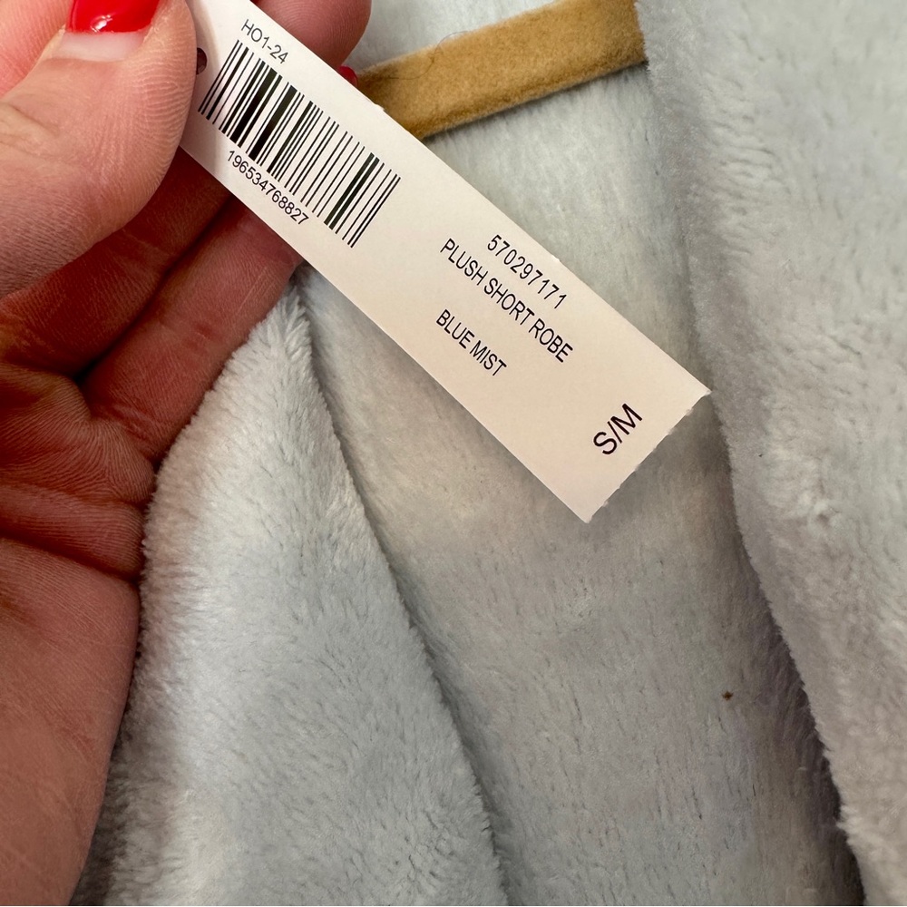 SOMA Plush Fleece Short Robe in Blue Mist - Picture 8 of 8
